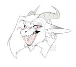 anthro beard facial_hair fangs fur horn inner_ear_fluff licking licking_lips licking_own_lips long_tongue looking_at_viewer male open_mouth pink_eyes self_lick smile solo teeth tongue tongue_out tuft kaurimoon mythology alen_(saren662) dragon furred_dragon furred_scalie mythological_creature mythological_scalie scalie 2022 hi_res