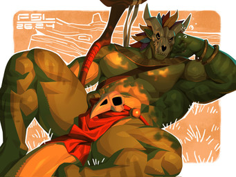 abs anthro biceps bone bone_mask bottomwear clothed clothing green_body horn loincloth lying male mask muscular muscular_anthro muscular_arms muscular_male muscular_thighs on_back pecs scales serratus simple_background skull skull_mask sleeping smile solo tail triceps vein veiny_muscles fansl terraria witch_doctor_(terraria) lihzahrd lizard reptile scalie 2026 4:3 dated digital_media_(artwork) hi_res signature
