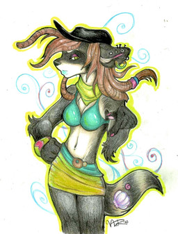 anthro bracelet clothing dreadlocks female glamfur hat headgear headwear jewelry piercing seashell shell solo chewtoything storm_(chewtoything) mammal procyonid raccoon rodent