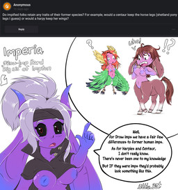 black_sclera dialogue feathers female hair horn pink_body pink_skin purple_body purple_skin red_hair sharp_teeth shortstack tail teeth text little_b0t european_mythology greek_mythology mythology avian centaur demon equid equid_taur harpy horned_humanoid humanoid humanoid_taur imp mammal mammal_taur mythological_avian mythological_creature taur absurd_res english_text hi_res