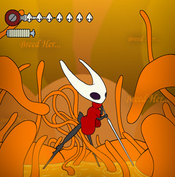 anthro clothed clothed_sex clothing female gameplay_mechanics gui health_bar male male/female sex solo standing tentacles weapon pornwhal hollow_knight_(franchise) team_cherry hornet_(hollow_knight) the_infection_(hollow_knight) arthropod insect