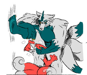 anthro big_breasts breasts cunnilingus duo female horn huge_breasts larger_female male male/female multi_tail muscular muscular_female oral sex simple_background size_difference smaller_male standing_cunnilingus tail vaginal white_background nyanyalynx asian_mythology chinese_mythology east_asian_mythology korean_mythology mythology a-in_(nyanyalynx) hu_wenyan_(nyanyalynx) canid canine fox huli_jing kumiho mammal mythological_canine mythological_creature mythological_fox yaoguai digital_drawing_(artwork) digital_media_(artwork) flat_colors