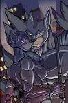 anthro armor batarang breasts clothed clothing costume duo eyewear female goggles male smile superhero whip jaeh batman_(series) dc_comics batman catwoman selina_kyle_(character) canid canine canis domestic_cat felid feline felis mammal wolf