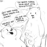1:1 angry anthro balls bear big_penis bodily_fluids brown_bear cartoon_network cross-popping_vein dialogue duo english_text erection frown genitals grizzly_(we_bare_bears) grizzly_bear humanoid_genitalia humanoid_penis ice_bear_(we_bare_bears) lying male male/male mammal monochrome nude on_back open_mouth penis polar_bear pseudo_incest_(lore) sketch speech_bubble standing sweat sweaty_balls sweaty_genitalia text toony ursine vein veiny_penis we_bare_bears zonkpunch