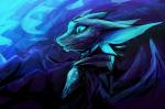 anthro clothed clothing male membrane_(anatomy) membranous_wings solo wings neotheta mythology theo_(neotheta) dragon mythological_creature mythological_scalie scalie blue_theme