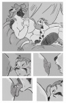 age_difference anthro bed bedroom big_breasts bodily_fluids bovid bovine breast_lick breast_play breast_suck breastfeeding breasts cattle comic donryu duo eye_contact felid female fur furniture greyscale hair hi_res interspecies lactating larger_anthro larger_female larger_teacher licking looking_at_another male male/female mammal mature_anthro mature_female milk monochrome nipples nude older_female pantherine shy size_difference smaller_anthro smaller_male smaller_student student sucking teacher teacher_and_student tiger tongue tongue_out vex_(donryu) younger_male