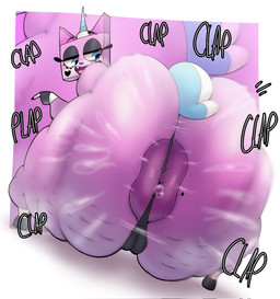 alternative_fashion anthro anus ass_clapping big_anus big_butt black_eyeshadow blue_eyes blue_horn blue_tail bodily_fluids bottomless bubble_butt butt camel_toe cellulite cigarette clothed clothing eyeshadow female fur goth group holding_cigarette holding_object horn huge_butt hyper hyper_butt looking_back makeup nude pink_body pink_fur simple_background slightly_chubby solo spread_anus spreading sweat sweatdrop sweaty_butt tail text twerking unicorn_horn crowundeadcat cartoon_network lego the_lego_movie unikitty! unikitty domestic_cat felid feline felis mammal 2025 english_text hi_res