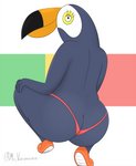 anthro beak big_butt bikini bikini_bottom bikini_thong butt clothed clothing female simple_background solo swimwear thick_thighs topless two-piece_swimsuit mr_valentine00 netflix tuca_and_bertie tuca_(tuca_and_bertie) avian bird ramphastos toco_toucan toucan absurd_res hi_res signature