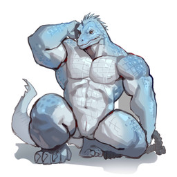animal_genitalia anthro countershading crouching genital_slit genitals holding_head male male_anthro muscular muscular_anthro muscular_male nude scales solo tail yellow_eyes zhengshizi arknights hypergryph studio_montagne skybox_(arknights) blue_iguana iguana iguanid lizard reptile savra_(arknights) scalie 1:1 absurd_res colored digital_drawing_(artwork) digital_media_(artwork) full-length_portrait hi_res portrait shaded sketch