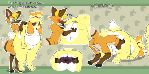 abdominal_bulge anal anal_vore anthro anus bdsm belly big_butt bondage bound breasts bulge butt butt_grab clothing costume costume_transformation crossgender female flexible gaping gaping_anus gender_transformation hand_on_butt holding_object hollow_body male mask mtf_crossgender mtf_transformation overweight overweight_anthro overweight_female permanent permanent_transformation predicament_bondage shortstack shortstack_female snap solo spread_anus spread_butt spreading stretched_anus stretching stuck suit suit_transformation suiting suiting_sequence tail thick_thighs transformation tugging unusual_anatomy vore wearing_mask yeenskunk animal_crossing nintendo dune_(fox0808) isabelle_(animal_crossing) canid canine canis domestic_dog fox mammal absurd_res hi_res long_image sequence wide_image