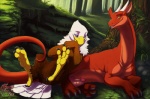 2013 avian avoid_posting beak bird brown_fur dragon female feral feral_on_feral forest frisky_ferals fur green_eyes gryphon hindpaw horn kindle long_neck lying male on_back paws penis purple_eyes pussy red_scales reptile scalie sefeiren thistle tree white_feathers
Rating: Explicit
Score: 41
User: otterface
Date: June 24, 2013