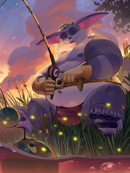 4_toes ambiguous_gender anthro belly belt big_ears bulge cheek_tuft chest_tuft claws clothing cloud countershade_torso countershading detailed_background eyes_closed facial_tuft fangs feet feral fishing fishing_rod fur gloves grass green_body group handwear happy male markings moobs navel nipples open_mouth orange_clothing orange_gloves orange_handwear outside overweight overweight_male pawpads pink_inner_ear plant pointy_ears prick_ears purple_body purple_fur purple_nipples purple_pawpads purple_stripes red_clothing red_underwear sharp_teeth sitting soles solo_focus striped_arms striped_markings stripes sunset teeth toe_claws toes trio tuft underwear white_body white_fur unatazaamarilla sega sonic_the_hedgehog_(series) big_the_cat froggy_(sonic) amphibian aquatic domestic_cat felid feline felis fish frog mammal 2025 absurd_res digital_media_(artwork) digital_painting_(artwork) hi_res painting_(artwork)