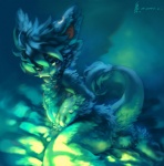 anthro blush chest_tuft fantasy fur glowing male nude solo tail tuft young young_anthro young_male jeacn mythology loki_(fursuiter) dragon furred_dragon furred_scalie mythological_creature mythological_scalie scalie hi_res