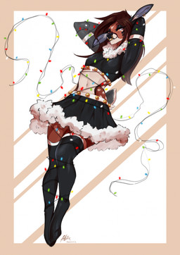 anthro biped bottomwear breasts clothed clothed_anthro clothed_female clothing countershade_torso countershading female front_view fully_clothed fully_clothed_anthro fully_clothed_female fur hair holidays looking_at_viewer navel skirt small_breasts smile solo tail thick_thighs topwear wide_hips allatir christmas deer mammal 2025 digital_drawing_(artwork) digital_media_(artwork) hi_res