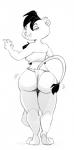 anthro asian_clothing barefoot big_butt breasts butt clothing cosplay east_asian_clothing feet female fundoshi japanese_clothing looking_back smile solo underwear dbaru dreamworks el_arca the_road_to_el_dorado bruma chel felid lion mammal pantherine hi_res monochrome