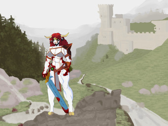 abs ambiguous_text anthro armor belt big_breasts bikini bikini_armor black_body black_fur blood blood_on_object blood_on_weapon blood_splatter bodily_fluids bottomwear breasts castle chainmail chainmail_bikini cleavage clenched_hands clothed clothing corpse_paint crown curly_hair detailed_background emerald_(gem) female fist fur fur_markings gauntlets gem gloves hair handwear headgear holding_object holding_weapon hooves horizontal_pupils horn loincloth long_hair long_horn markings melee_weapon muscular muscular_anthro muscular_female muscular_thighs navel plant pupils red_hair shoulder_pads solo swimwear sword tiara tree two-piece_swimsuit unconvincing_armor weapon white_body white_fur yellow_eyes youutorrent princess_eliza_(therealnarrowjungle) angora_goat bovid caprine domestic_goat goat mammal 4:3 absurd_res hi_res
