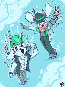 anthro biped bottomwear clothing electronics eyewear fur glasses green_hair hair hat headgear headwear heart_symbol holding_microphone holding_object horn male male_anthro microphone open_mouth open_smile pants pink_eyes pose round_glasses shirt singing smile solo tank_top topwear vest white_body white_fur flarinthk deltarune undertale_(series) ralsei bovid caprine darkner goat mammal 2025 absurd_res digital_media_(artwork) hi_res