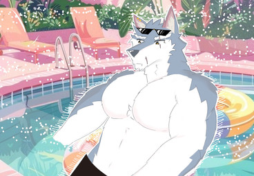 male swimming_pool zefurro dislyte lilith_games freddy_(dislyte) hi_res