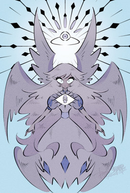 3_eyes 6_wings chest_eye clothed clothing dress feathered_wings feathers female halo multi_eye multi_wing not_furry solo wings yasutak1192 hazbin_hotel hellaverse emily_(hazbin_hotel) angel angel_humanoid humanoid seraph_(angel) absurd_res hi_res
