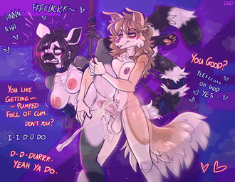 anthro anthro_on_anthro anthro_penetrated anthro_penetrating anthro_penetrating_anthro balls bdsm blush bodily_fluids bondage bound breasts cum cum_in_vagina cum_inside duo eyewear female female_penetrated fur genital_fluids genitals glasses gynomorph gynomorph/female gynomorph_penetrating gynomorph_penetrating_female heart_symbol intersex intersex/female intersex_penetrating intersex_penetrating_female looking_pleasured multicolored_body multicolored_fur penetration penile penile_penetration penis penis_in_vagina sex text two_tone_body two_tone_fur vaginal vaginal_penetration vulva dimwitdog dimmi_(dimwitdog) canid canine canis domestic_dog lemur mammal primate ring-tailed_lemur strepsirrhine english_text hi_res