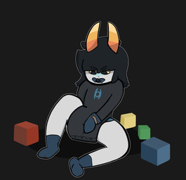 ageplay black_hair blush clothed clothing diaper diaper_masturbation diaper_under_clothing diaper_under_onesie footwear hair horn male masturbation_through_clothing object_in_mouth onesie pacifier pacifier_in_mouth roleplay socks solo touching_diaper wearing_diaper clowngang homestuck ms_paint_adventures alien humanoid troll_(homestuck) absurd_res hi_res