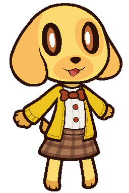 anthro biped brown_eyes clothed clothing female fully_clothed fur simple_background solo white_background yellow_body yellow_fur knaxley animal_crossing nintendo goldie_(animal_crossing) bird_dog canid canine canis domestic_dog golden_retriever hunting_dog mammal retriever 2023 aliasing digital_drawing_(artwork) digital_media_(artwork) full-length_portrait low_res portrait