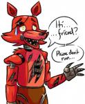 anthro exposed_endoskeleton eye_patch eyewear hook hook_hand machine male nude pirate sharp_teeth solo teeth text amuzoreh five_nights_at_freddy's scottgames foxy_(fnaf) animatronic canid canine fox mammal robot english_text