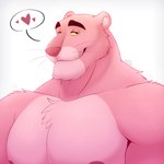 anthro fur heart_symbol male muscular muscular_anthro muscular_male nipples pecs pink_body pink_fur simple_background solo thediyemi metro-goldwyn-mayer pink_panther_(series) pink_panther felid mammal pantherine 1:1 hi_res icon