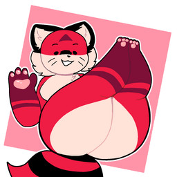 3_toes 4_fingers ambiguous_gender anthro big_butt black_body black_fur black_nose butt butt_focus butt_heart casual_nudity cheek_tuft chest_tuft countershade_butt countershade_face countershade_fur countershade_torso countershading eyebrows facial_tuft feet fingers fur gloves_(marking) inner_ear_fluff leg_markings legs_up looking_at_viewer markings multicolored_body multicolored_fur nude open_mouth open_smile outline pawpads pink_pawpads reclining red_body red_fur smile socks_(marking) solo striped_markings striped_tail stripes tail tail_markings tan_body tan_countershading tan_fur thick_thighs three-quarter_view toes tuft whiskers white_outline xcrst1 creature_(xcrst1) felid feline mammal 1:1 2024 aliasing binary_drawing digital_drawing_(artwork) digital_media_(artwork) hi_res female_(lore)