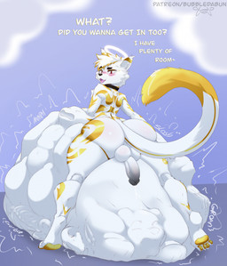 anthro balls belly bodily_fluids bone bone_imprints cum duo genital_fluids genitals halo humanoid_genitalia humanoid_penis male mass_vore multiple_prey penis skull skull_imprint struggling struggling_prey text vore bubblebnnuy domestic_cat felid feline felis mammal english_text hi_res