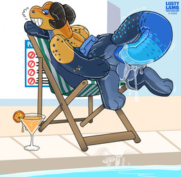 ambiguous_gender anal anal_penetration animal_genitalia anthro autopenetration bodily_fluids chair cloaca furniture genital_fluids genitals handles_on_hips inflatable lounge_chair masturbation painted_on_smile penetration permanent_smile pool_toy poolside sex slime solo swimming_pool tail tail_fetish tail_in_ass tail_insertion tail_play tail_sex toyholes conditional_dnp lustylamb animate_inanimate kobold living_inflatable living_pool_toy reptile scalie hi_res