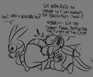 attack backsack balls boots bulge clothed clothing collar concern confident detailed_bulge dialogue dragon_tail duo footwear genitals male mask partially_clothed penis pseudo_hair shoes speedo superhero superhero_costume swimwear text henrique_rick nintendo pokemon axel_the_tepig bacon_butt_(tepigfan101) draquil flames-flare cyndaquil dragonite generation_1_pokemon generation_2_pokemon generation_5_pokemon hybrid hybrid_pokemon pokemon_(species) tepig 2025 digital_media_(artwork) english_text hi_res monochrome sketch