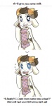 anthro blush bodily_fluids drooling female heart_eyes heart_symbol horn saliva solo text gats animal_crossing nintendo chevre_(animal_crossing) bovid caprine goat mammal english_text