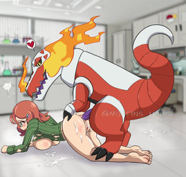 anal anal_penetration animal_genitalia animal_penis anus bent_over bestiality big_breasts big_butt blush bodily_fluids breasts breeding_mount breeding_slave butt claws clothed clothing cum cum_in_ass cum_inside duo erection female female_penetrated feral feral_penetrating feral_penetrating_human forced from_behind_position genital_fluids genitals green_clothing green_sweater green_topwear hair human_on_feral human_penetrated interspecies looking_back male male/female male_penetrating male_penetrating_female mounting nipples open_mouth penetration penile penis pokephilia purple_penis rape red_body sex simple_background smile submissive submissive_female sweater tail tongue topwear torn_clothing vulva muffinshouse nintendo pokemon crocodile crocodilian generation_9_pokemon human mammal pokemon_(species) reptile scalie skeledirge digital_media_(artwork) hi_res