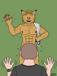 absurd_res american_football anthro brown_body brown_fur college costume_transformation emillie-wolf felid feline felis fur growth hi_res human human_to_anthro humanoid male mammal mascot mascot_costume muscle_growth muscular muscular_anthro muscular_male nipples pawpads school scottish snout snout_growth solo species_transformation sport transformation whiskers wildcat