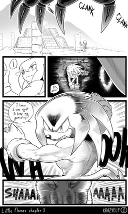 angel_island anthro attack big_nose black_sclera clenched_teeth dialogue dreadlocks duo fight island machine male master_emerald metal_claws muscular muscular_anthro muscular_male sharp_teeth speech_bubble teeth text krazyelf sega sonic_the_hedgehog_(series) knuckles_the_echidna metal_sonic badnik echidna eulipotyphlan hedgehog mammal monotreme robot robot_anthro 3:5 absurd_res black_and_white comic english_text hi_res monochrome