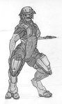 armor big_butt bodysuit butt clothed clothing headgear headwear looking_at_viewer male scar skinsuit solo tight_clothing charbold halo_(series) microsoft xbox_game_studios fan_character alien humanoid sangheili scalie hi_res monochrome