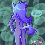 1:1 anthro backsack balls blue_highlights blue_outline bracelet bubble butt canid canine canis flowing_hair fur genitals glistening glistening_body glistening_hair glistening_tail green_background grey_body grey_fur hair hands_on_hips highlights_(coloring) jewelry long_hair male mammal outline pretty_cure simple_background skinny smile_pretty_cure solo sparkles spiked_bracelet spikes standing staplerad wolf wolfrun