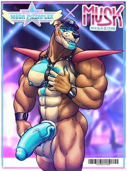abs accessory anthro balls big_balls big_penis black_nose brown_body brown_fur clothing cock_ring erection fur genitals harness hat headgear headwear huge_penis jewelry male muscular muscular_male nipples pecs penis penis_accessory penis_jewelry solo text vein veiny_penis simonsbathtub five_nights_at_freddy's five_nights_at_freddy's:_security_breach scottgames steel_wool_studios glamrock_freddy bear mammal absurd_res cover hi_res magazine_cover