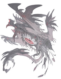 ambiguous_gender clock clock_eyes cuckoo_clock feathered_wings feathers frill_(anatomy) membrane_(anatomy) membranous_wings open_mouth red_eyes simple_background solo unusual_anatomy white_background white_sclera wings chiayeeee monster 2023 absurd_res digital_drawing_(artwork) digital_media_(artwork) hi_res restricted_palette sketch