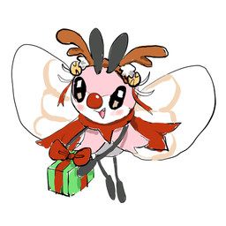 :d ambiguous_gender antlers bell blush fangs feral flying gift holidays horn insect_wings jingle_bell looking_at_viewer pink_body red_bow red_scarf scarf simple_background smile solo stick_legs teeth thin_legs thin_thighs white_background wings marblerabbitworld christmas nintendo pokemon arthropod generation_7_pokemon insect pokemon_(species) ribombee shiny_pokemon 1:1 digital_media_(artwork) low_res