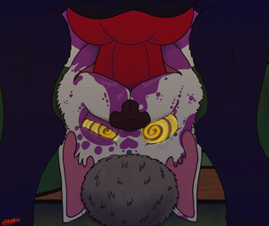animal_genitalia anthro balls bed bed_sheet bedding blue_body blue_fur canine_genitalia deep_throat duo face_fucking feet fellatio fur furniture genitals glowing glowing_eyes grey_body grey_fur grey_hair hair highlights_(coloring) hypnosis irrumatio knot male male/male mind_control onomatopoeia oral oral_penetration penetration penile penis penis_in_mouth purple_body purple_fur red_penis sex shadow slurping sound_effects spiral spiral_eyes swallowing text wood pookashifts beithun_(pookashifts) pooka_(pookashifts) canid canine canis domestic_dog mammal wolf hi_res signature