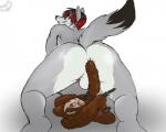 after_vore anthro backsack balls bone bones_in_feces butt digestion disposal feces feces_in_ass genitals male pooping raised_tail scatplay simple_background skull solo tail vore anikifaux ian_naxieas canid canine canis mammal wolf 5:4