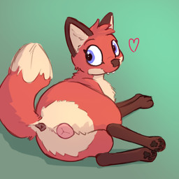 animal_genitalia animal_vulva anus black_markings black_nose blue_eyes butt canine_genitalia canine_vulva countershade_butt countershade_fur countershade_torso countershading dipstick_tail eyebrows fangs female feral fur genitals head_tuft heart_symbol leg_markings looking_back lying markings multicolored_body multicolored_fur on_side pawpads presenting presenting_hindquarters quadruped rear_view red_body red_fur socks_(marking) solo tail tail_markings tan_body tan_countershading tan_fur tan_markings teeth tuft two_tone_body two_tone_fur vulva kettukarkki jungledyret_hugo rita_(jungledyret) canid canine fox mammal red_fox true_fox 1:1 2026 absurd_res hi_res