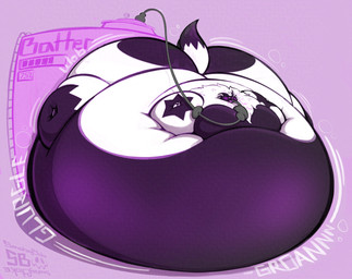 belly big_belly big_butt butt fur groan groaning_belly hose hose_in_mouth hose_inflation huge_belly huge_butt hyper hyper_belly hyper_butt hyper_inflation inflation logo machine onomatopoeia purple_background simple_background sound_effects text tube_bulge white_body white_fur smokey_blokey protogen 2025 absurd_res artist_logo artist_name hi_res