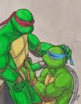 adolescent blush bodily_fluids duo eyes_closed genitals humanoid_genitalia humanoid_penis male male/male oral penis sweat tongue young baraturts teenage_mutant_ninja_turtles leonardo_(tmnt) raphael_(tmnt) reptile scalie turtle brother_(lore) incest_(lore) sibling_(lore)