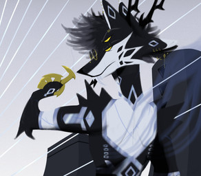 anthro antlers arm_markings arm_tuft black_body black_fur blue_body blue_fur building cable claws ear_piercing elbow_tuft eyebrow_piercing eyebrows eyewear facial_hair facial_piercing fangs fur fur_tuft furgonomic_piercing furgonomics glasses glistening glistening_body glistening_fur hair hand_markings horn long_neck looking_at_viewer looking_back machine male markings multi_ear multi_eye muzzle_piercing nose_piercing patterns piercing sabertooth_(anatomy) scar shoulder_tuft sky smoke smoke_from_back smoke_from_mouth smoke_from_nose solo star starry_sky synthetic teeth tuft ventilation white_body white_fur yellow_eyes davespaceman lykythos aglykan alien biomechanical living_machine hi_res lineless