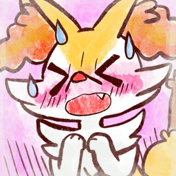 3_fingers >o< ambiguous_anthro ambiguous_gender anthro arm_tuft biped blush blush_lines blushing_profusely bodily_fluids cheek_tuft chest_tuft cute_fangs eyes_closed facial_tuft fangs fingers front_view fur inner_ear_fluff multicolored_body multicolored_fur nude_ambiguous nude_anthro object_in_tail open_mouth orange_body orange_fur orange_inner_ear_fluff orange_nose pink_background pointy_ears prick_ears shoulder_tuft simple_background solo stick stick_in_tail sweat sweatdrop tail tapering_snout teeth tuft white_body white_fur yellow_body yellow_fur yellow_tail annyui0611 nintendo pokemon braixen canid generation_6_pokemon mammal pokemon_(species) 1:1 2021 bust_portrait colored digital_drawing_(artwork) digital_media_(artwork) flat_colors hi_res japanese_description portrait translated_description