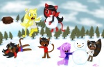 anthro anthro_patrick cloud demigoddess detailed_background female forest group hit horn laugh male o_o outside plant scarf sky snow snowball snowman tail tree wood bellfreitas patrickgainher happy_tree_friends mythology angelina_onyx helen_macgraham natasha_onyx regina_kukklitaat_santkitankni saskatoon_ikunuvik_santkitankni satan angel deity demon domestic_cat equid equine fallen_angel felid feline felis mammal mythological_creature mythological_equine pantherine tiger unicorn lucifer_(disambiguation) brother_(lore) sibling_(lore) sister_(lore)