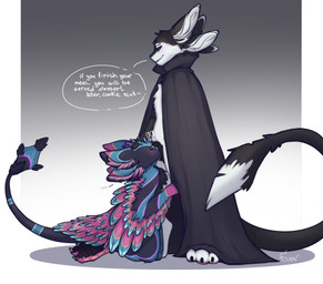 3_fingers 3_toes 4_ears ambiguous_gender animal_genitalia animal_vulva anthro anthro_on_anthro anthro_penetrated anthro_penetrating anthro_penetrating_anthro balls big_tail biped black_body black_claws black_clothing black_feathers black_feet black_finger_claws black_fur black_genitals black_sclera black_tail black_toe_claws blue_body blue_eyes blue_feathers blush bodily_fluids canine_genitalia canine_vulva cape cape_only chest_tuft claws cloak clothed clothed_sex clothing countershading cunnilingus deep_cunnilingus dialogue digitigrade dominant dominant_anthro duo ellipsis emanata embarrassed erection exclamation_point feathered_wings feathers feet female female/ambiguous finger_claws fingers forced forced_oral from_front_position fur genital_fluids genitals gradient_background hair head_grab humiliation kneeling kneeling_oral_position long_tail looking_at_another looking_at_genitalia looking_at_vulva looking_down markings mostly_nude multi_ear multicolored_body multicolored_fur multicolored_tail narrowed_eyes nude oral oral_penetration pawpads paws penetration pink_body pink_feathers pink_pawpads plump_labia pseudo_hair purple_body purple_eyes purple_feathers sex simple_background size_difference smile snout_fuck speech_bubble standing submissive tail tail_feathers tail_markings text toe_claws toes tongue_penetration tuft tufted_fur vaginal vaginal_penetration vulva white_body white_feathers white_fur white_tail winged_arms wings yellow_eyes elenmilk einee_(eineestylus) fyr_(fenrir784) avali avian bird 2026 artist_name colored colored_sketch digital_drawing_(artwork) digital_media_(artwork) english_text hi_res shaded signature simple_shading sketch male_(lore) maleherm_(lore)